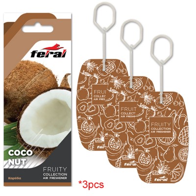 Σετ Αρωματικών Αυτοκινήτου Feral Fruity Collection Coconut 3 Τεμάχια - 40223 48978