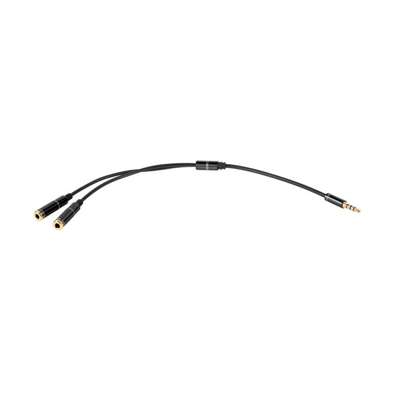 Splitter 3.5mm 4-pin - 2x 3.5mm stereo M/F 20CM - KOM0907